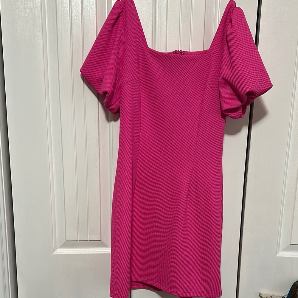 Elegant Pink Puff Sleeve Dress